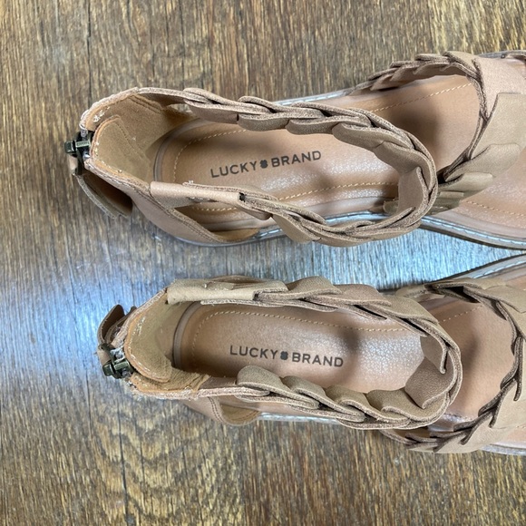 New Lucky Brand Kandiss Leather Sandal Women’s Size 10 Latte Tan - Picture 7 of 13